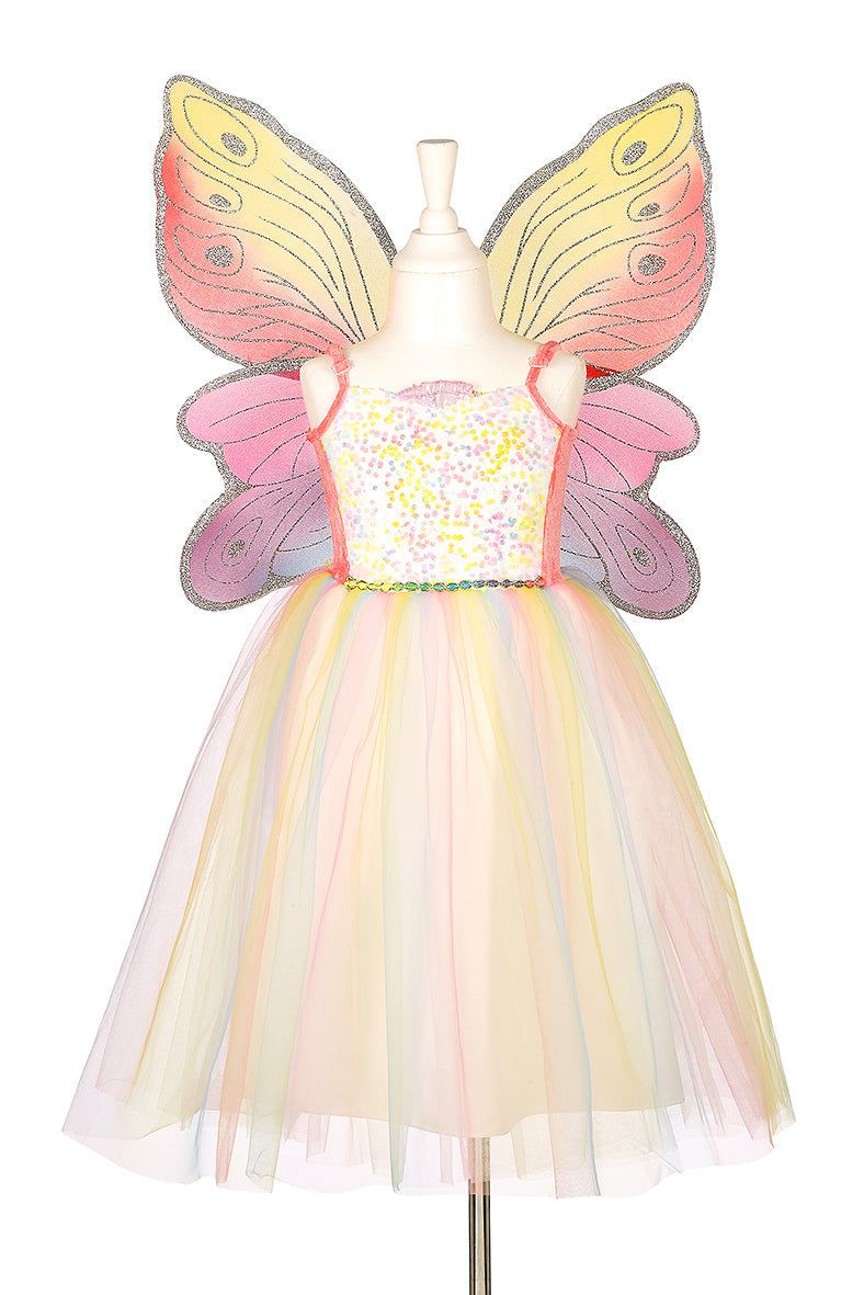 Mädchenkleid & Flügel Valerie Feenkostüm für 5-7 Jahre mit Glitzer und Pailletten