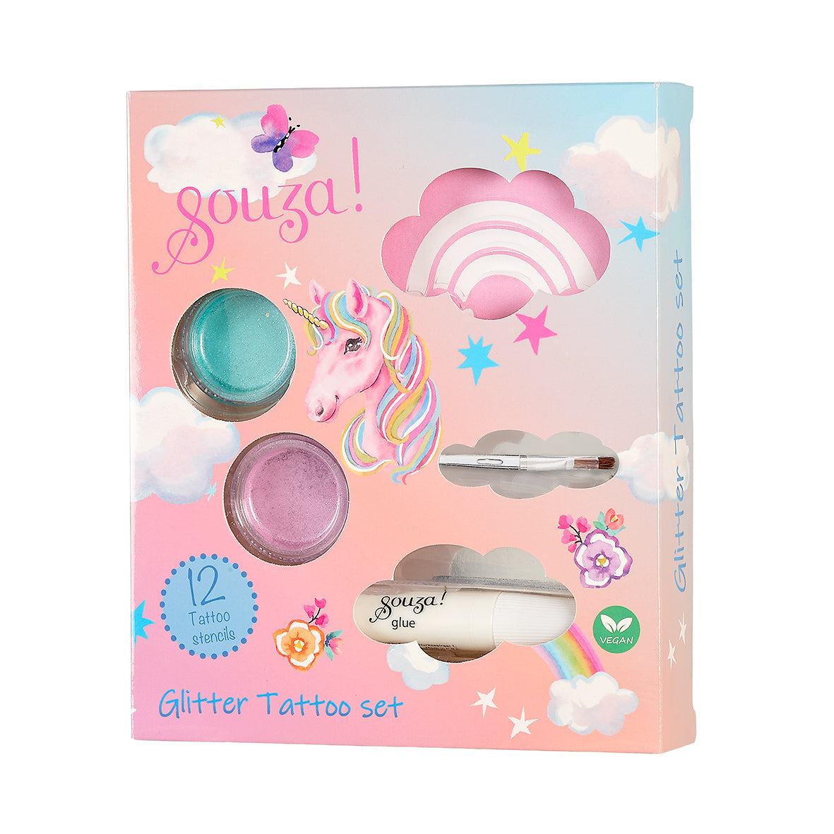 Veganes Glitzer Tattoo Set Einhorn