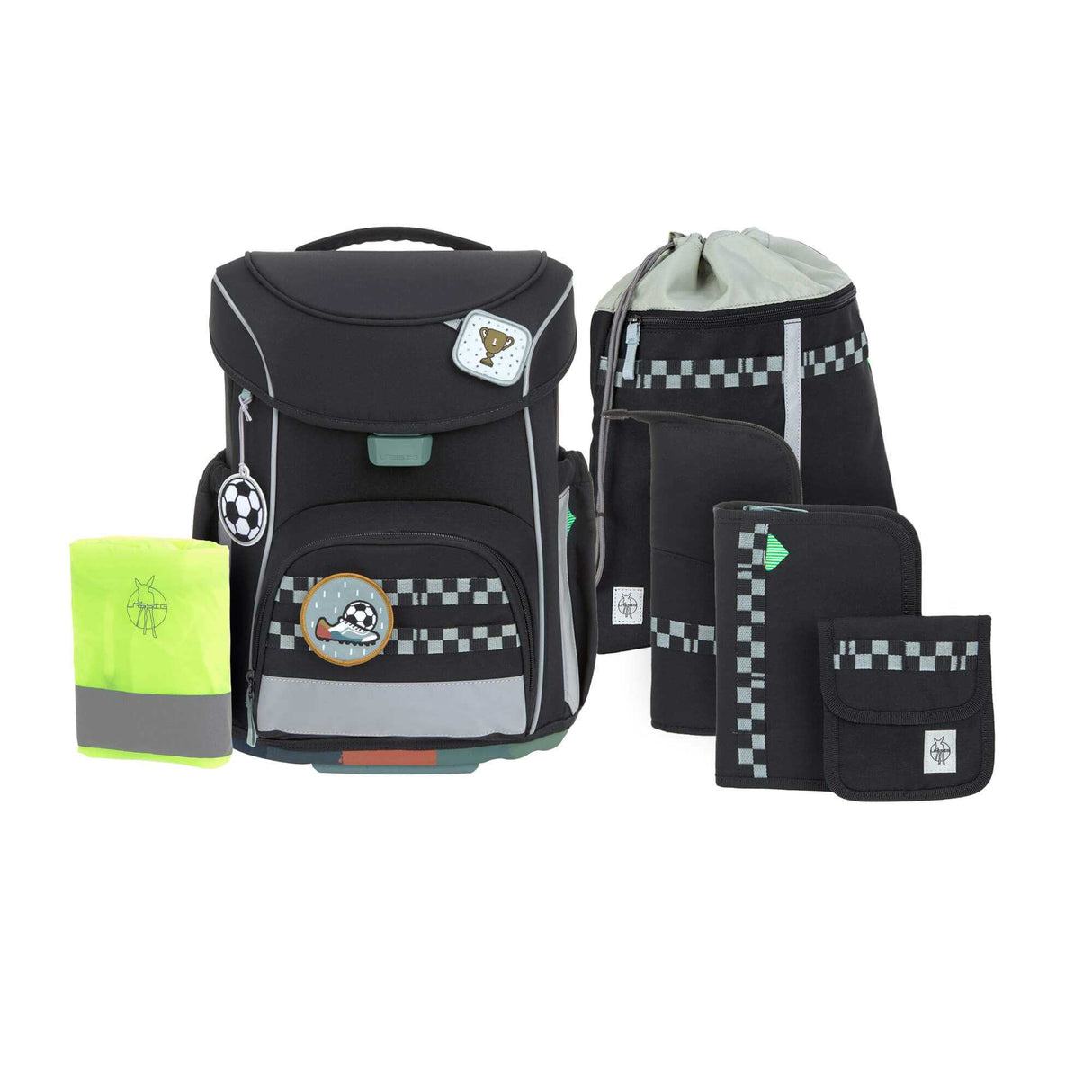 Schulranzen Set 7-teilig, Slim Unique Black