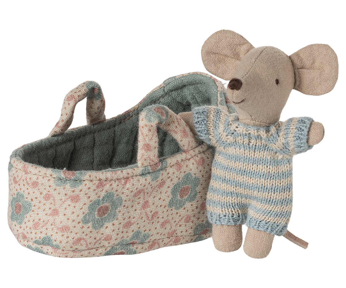 Babymaus in Tragetasche - Blau