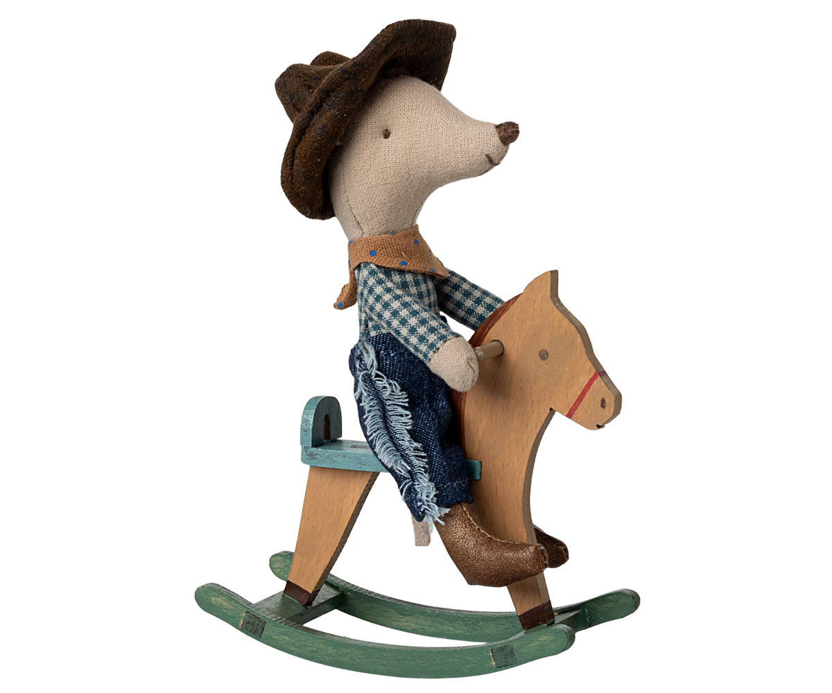 Cowboy Maus auf Schaukelpferd/ Kleiner Bruder