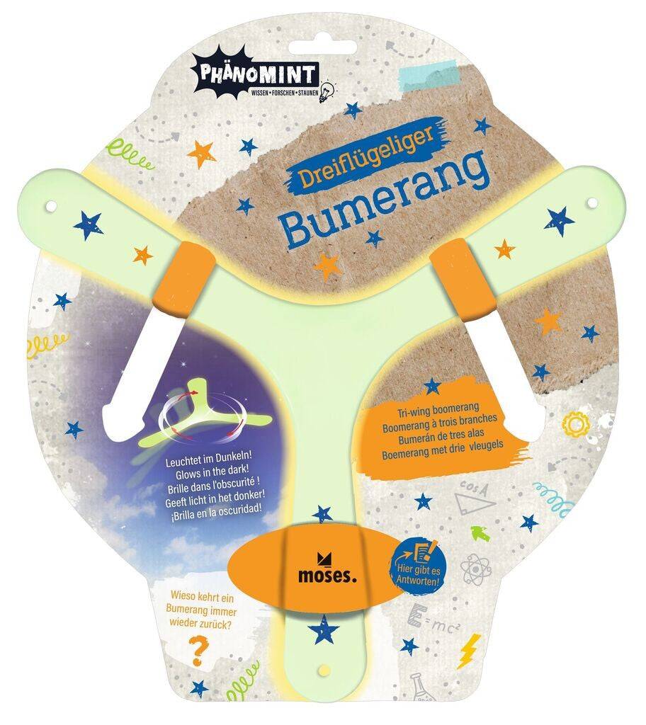 PhänoMINT Bumerang leuchtender Wurfspaß für Kinder ab 6 Jahren
