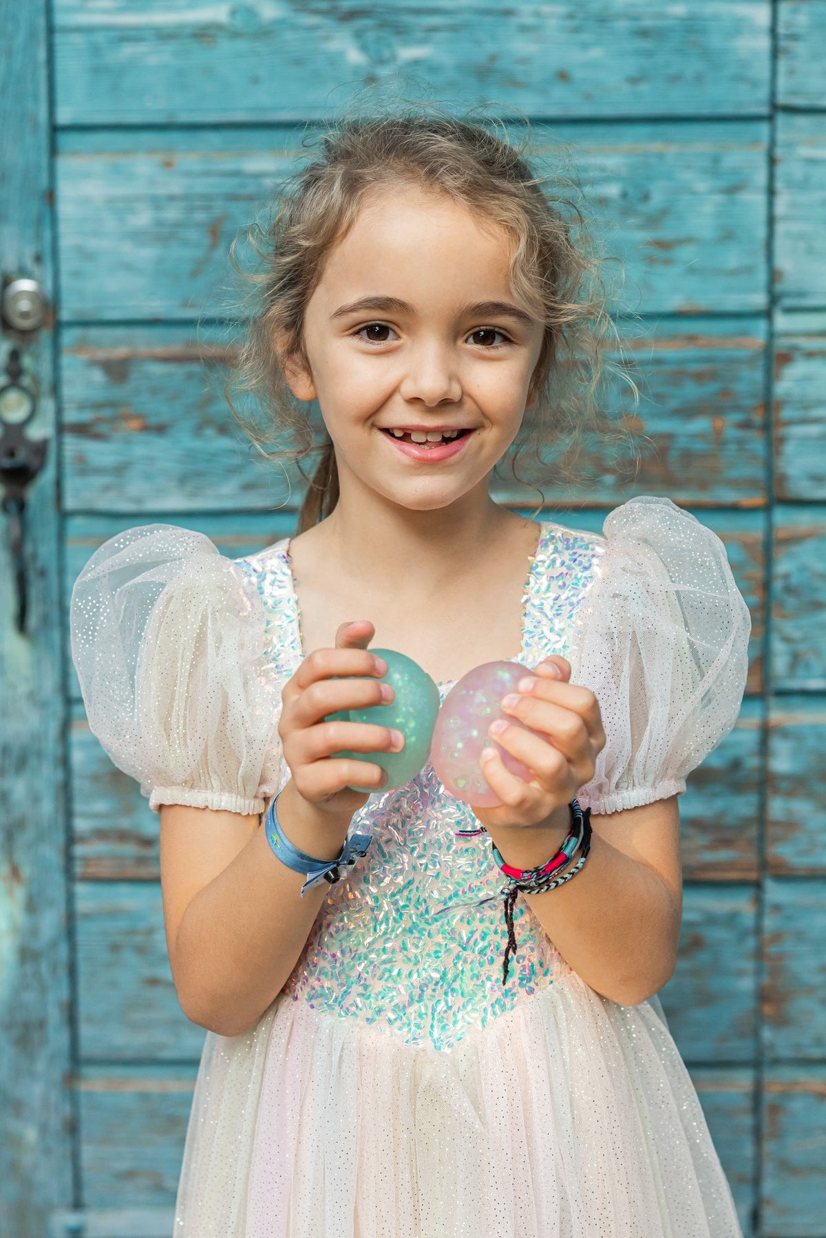 Regenbogen Glitzer Kleid 110-116