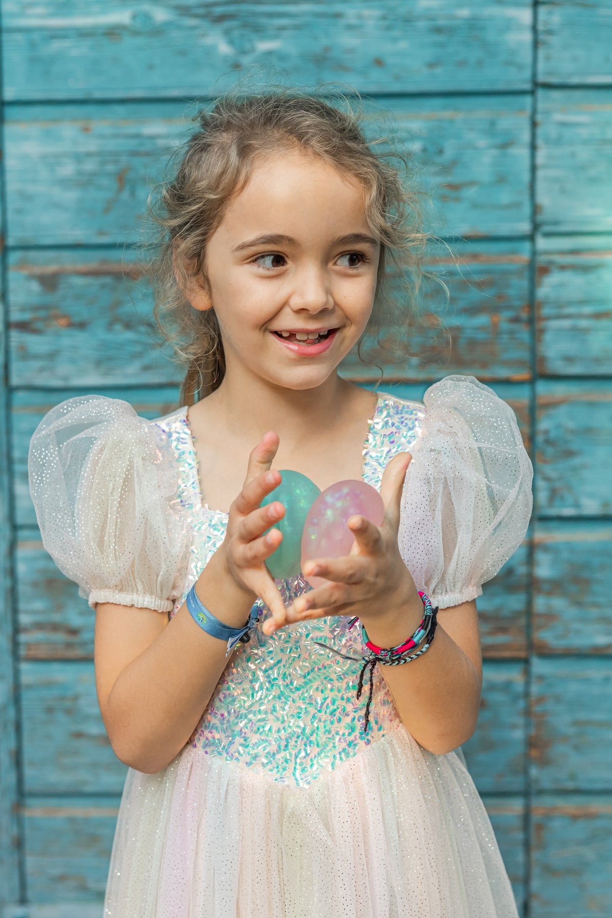Regenbogen Glitzer Kleid 110-116