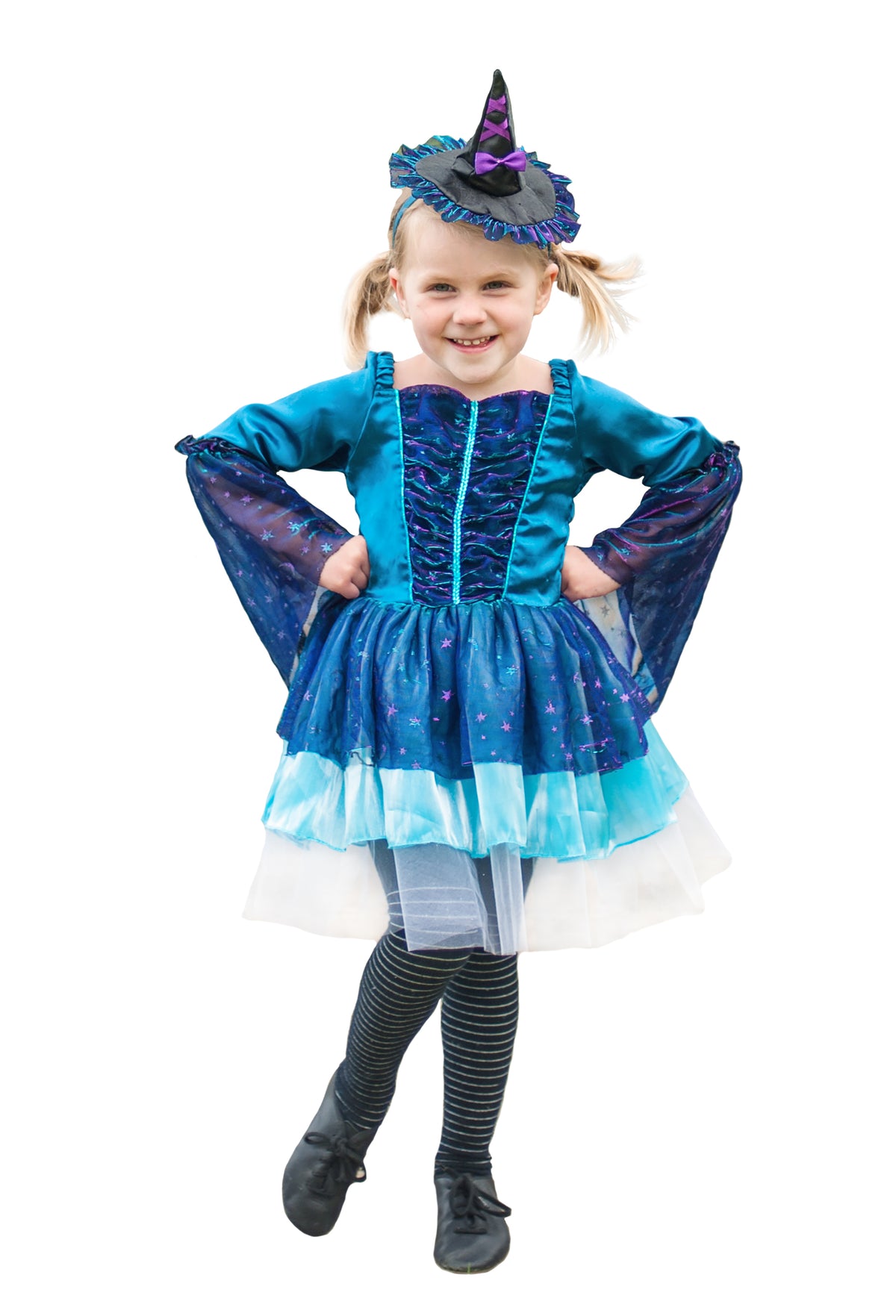Hexenkleid blau mit Hut 5-6 Jahre