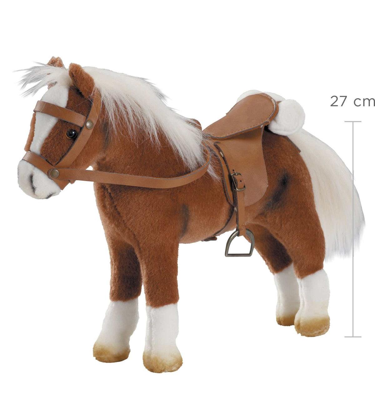 Braunes Spielpferd mit Sattel und Zaumzeug für Götz Puppen bis 50 cm