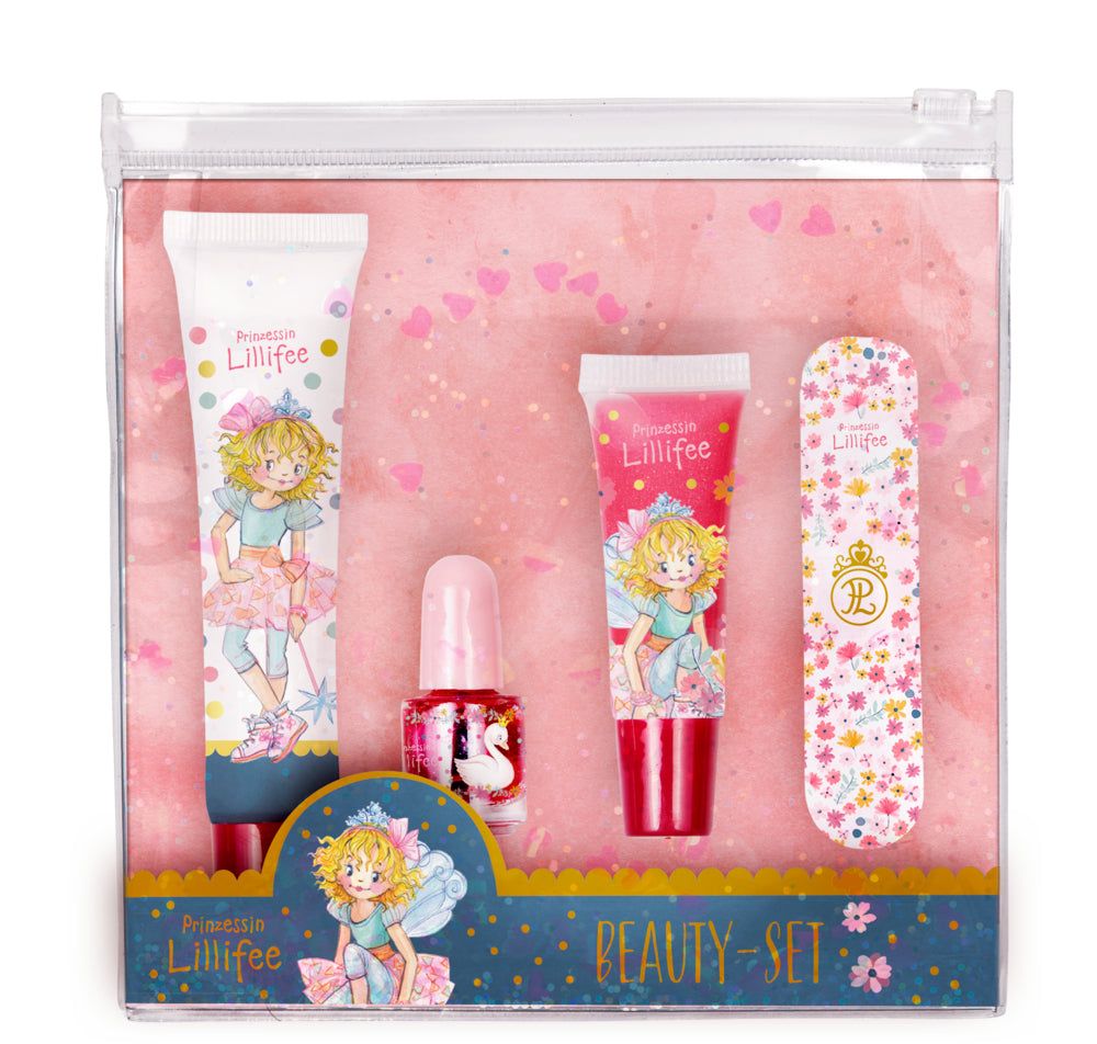 Beauty-Set-Prinzessin Lillifee mit Handcreme, Nagellack, Lipgloss und Nagelfeile im glitzernden Täschchen