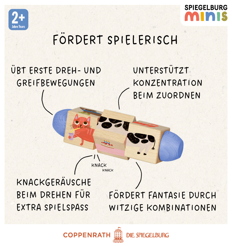 Holz-Dreh-Puzzle mit 4 Tieren