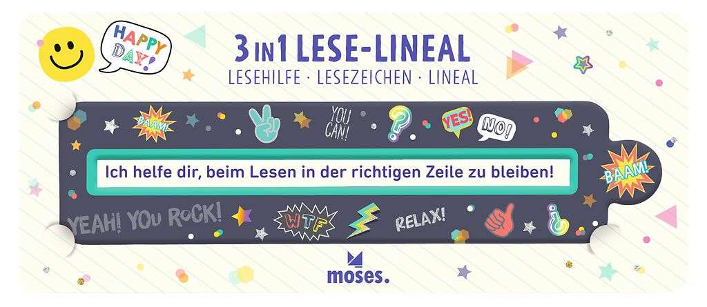 Happy Day 3 in 1 Lese-Lineal (1 Stück)