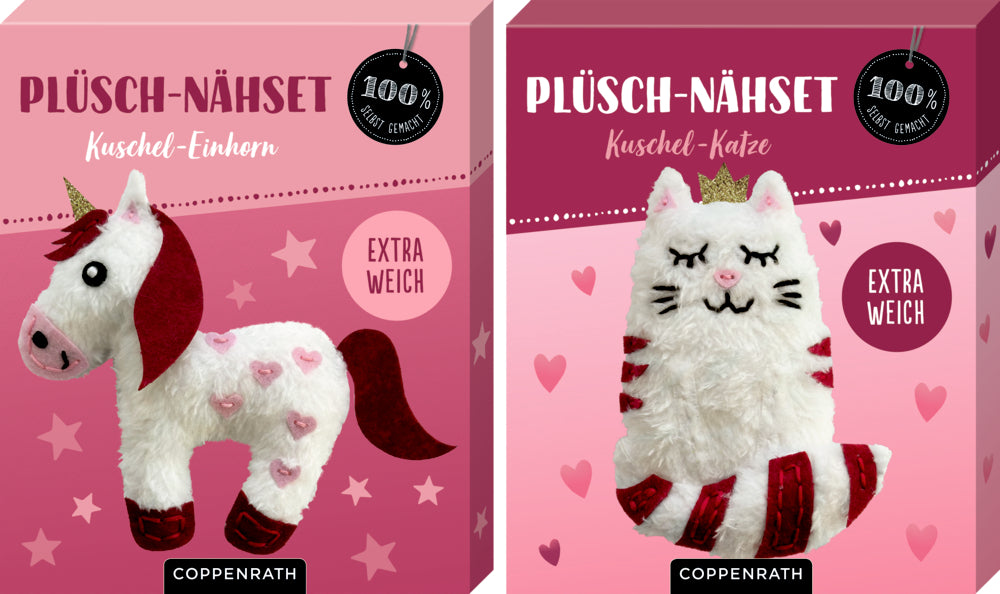 Plüsch-Nähset Katze oder Einhorn (1 Stück)