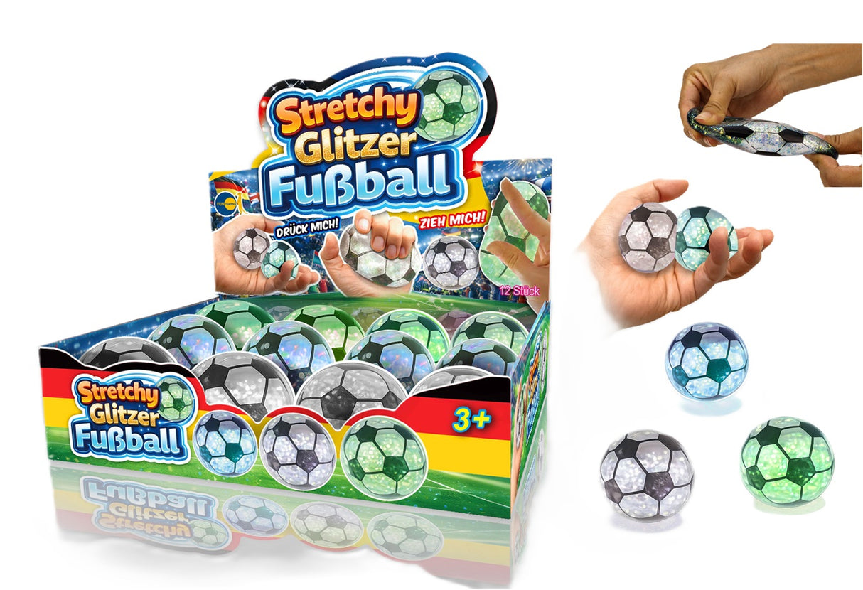 Stretchy Glitzer Fußball (1 Stück)
