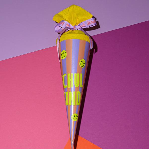 Schultüte 35cm / Streifen Lachsflieder