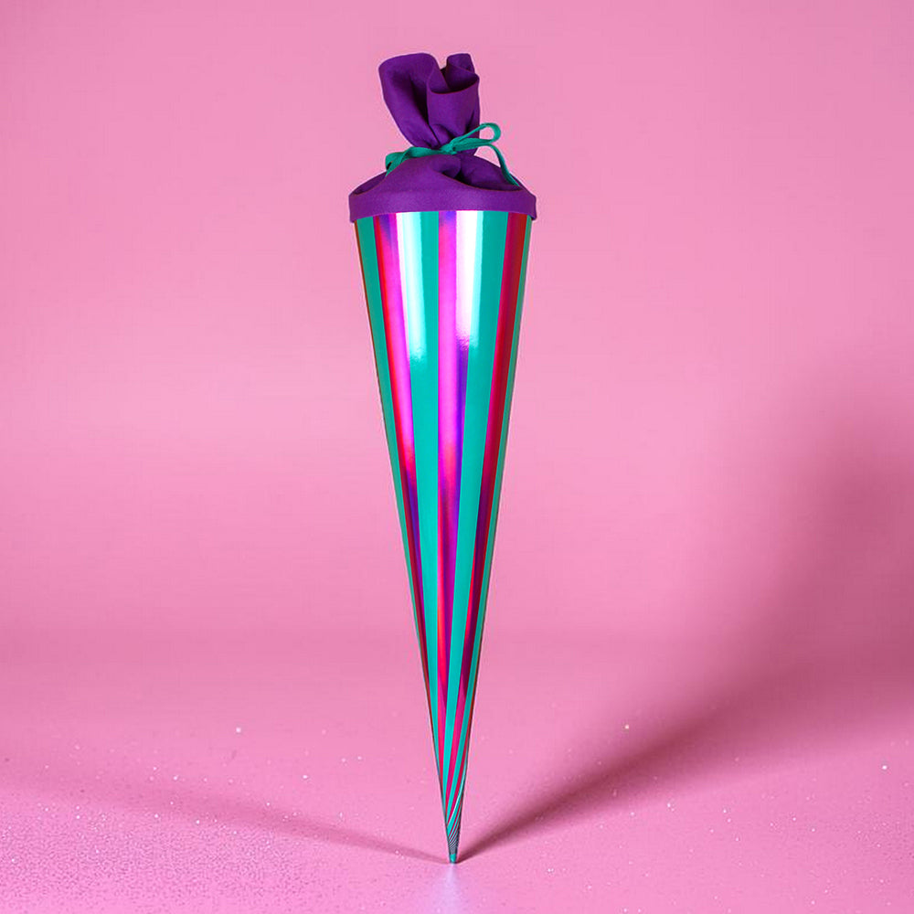 Schultüte gestreift türkis/violett