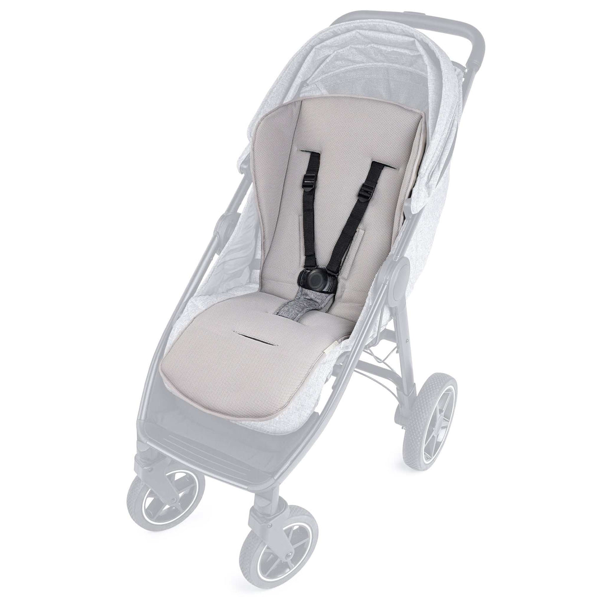 KONRAD COOLAIR grau-taupe atmungsaktive sitzauflage für kinderwagen und buggys, zweiseitig und temperaturregulierend