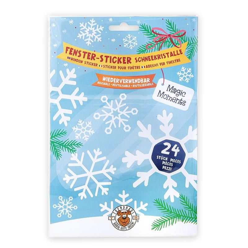 MAGIC MOMENTS Fenster-Sticker Schneekristalle winterliche Fensterdekoration mit 24 wiederverwendbaren Schneeflocken-Stickern