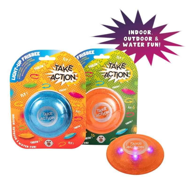 TAKE ACTION Pocket Light-up Frisbee glowing sport toy floating in water blue or orange