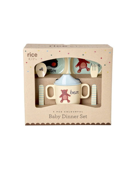 Baby Geschirr Set/ Blue ABC Print