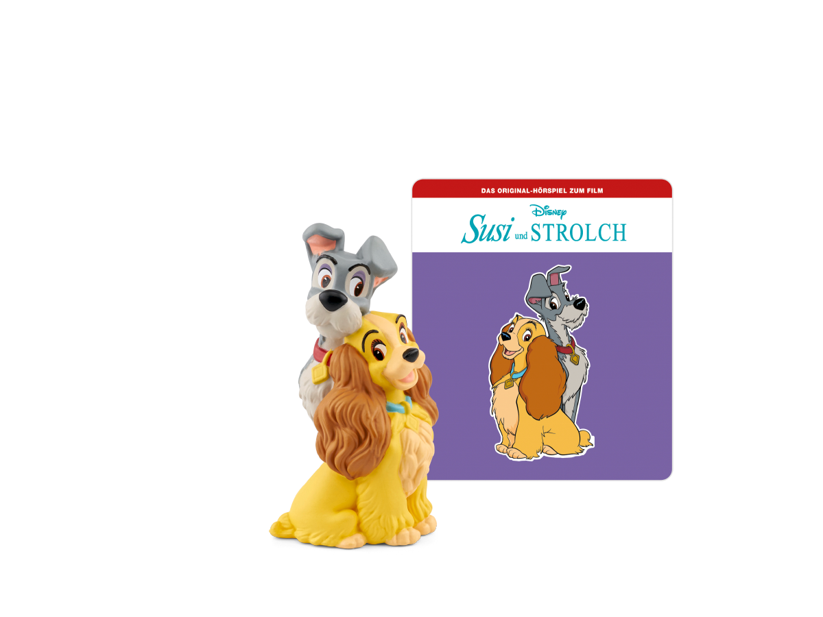 Disney - Susi und Strolch Hörspiel Cover mit Susi und Strolch in Abenteuerkulisse