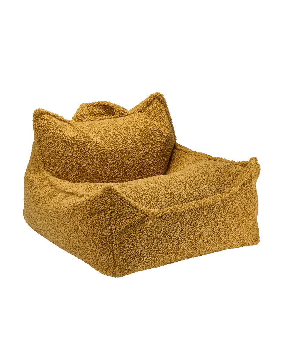 Kinder Sitzsack Beanbag Chair aus weichem Teddystoff in Maple, komfortabler Sitzsack für Kinderzimmer