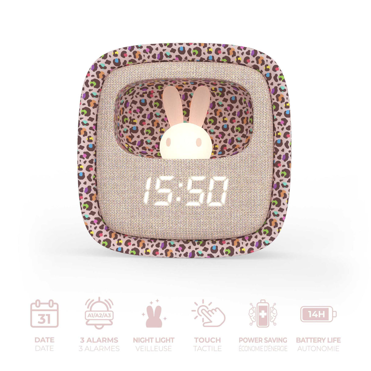 Wecker mit Nachtlicht - Leopard Regenbogen