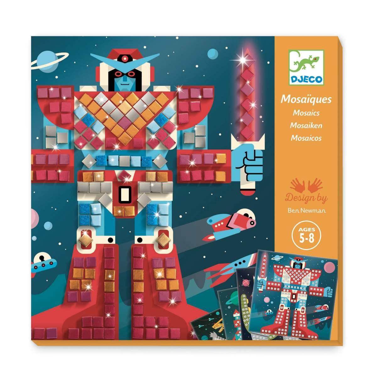 Mosaike Space Battle Kinder-Mosaikset mit metallisch glänzenden selbstklebenden Quadraten und robotischen Monstervorlagen