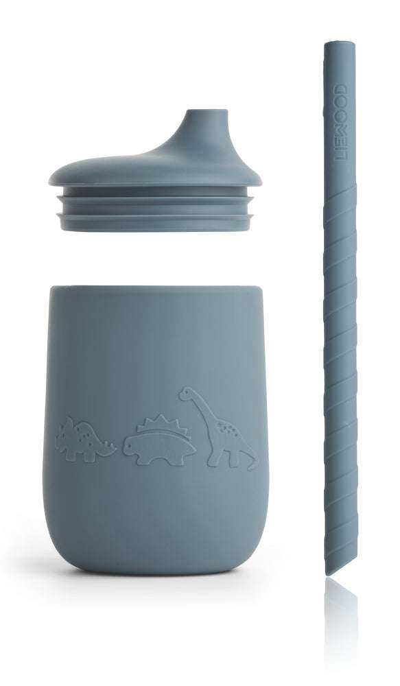 Silikon Trinklernbecher Ellis Dino whale blue