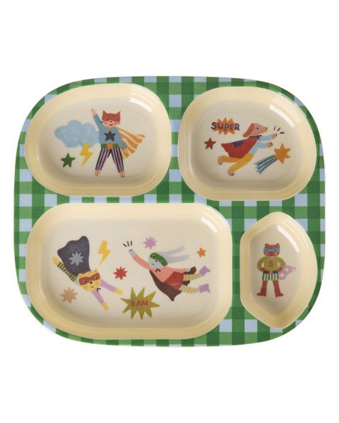 Unterteilter Kinderteller/ Hero Grün