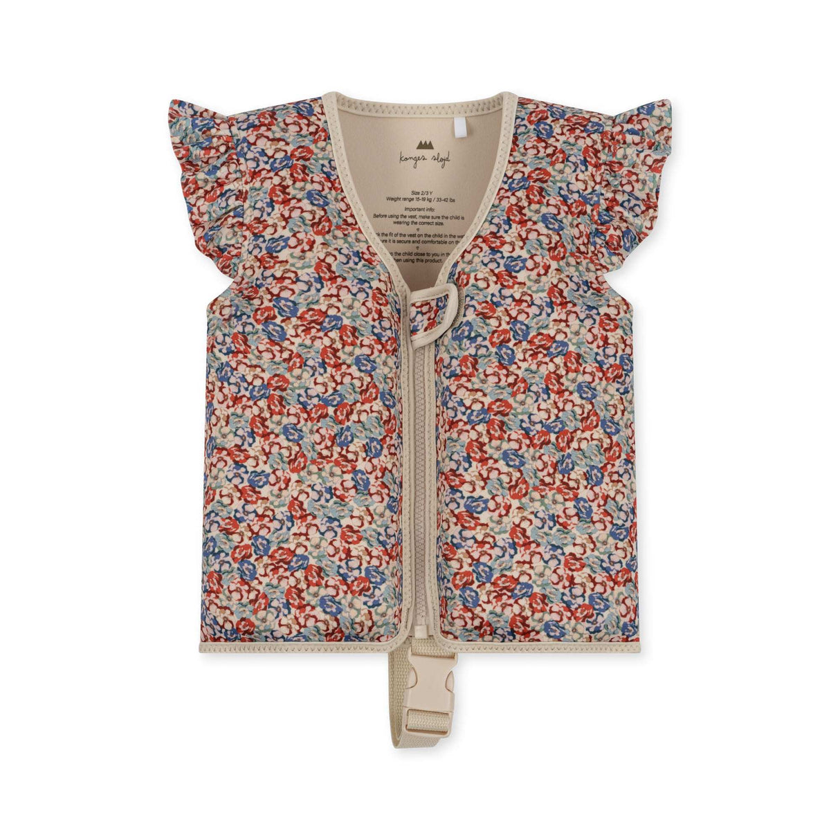 Kinder Schwimmweste Rosie Rouge mit Blumenmuster, Neopren, Sicherheitsgurt, Reiß- und Klettverschluss
