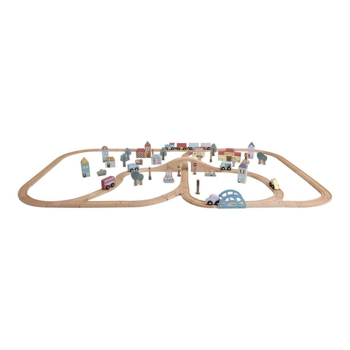 Eisenbahnschienen City Holzspielset von Little Dutch mit über 107 Teilen, fördert Kreativität und Feinmotorik, für Kinder ab 3 Jahren