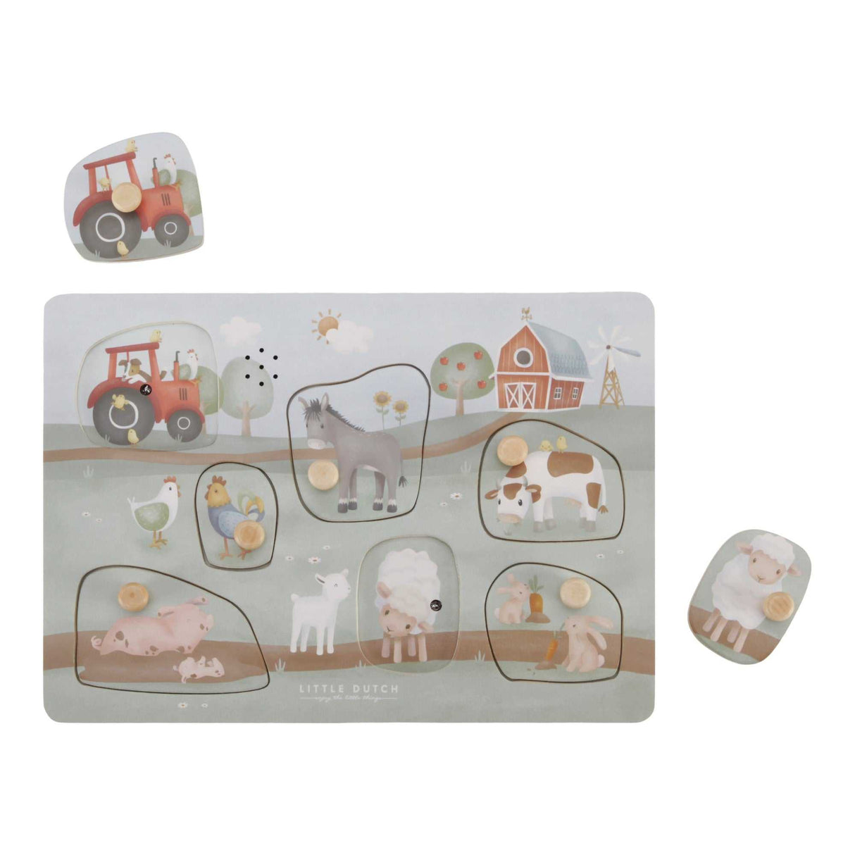 Sound Greif Puzzle Little Farm mit 7 Bauernhoftieren und Traktor, lernendes Klangspiel für Kleinkinder ab 12 Monaten