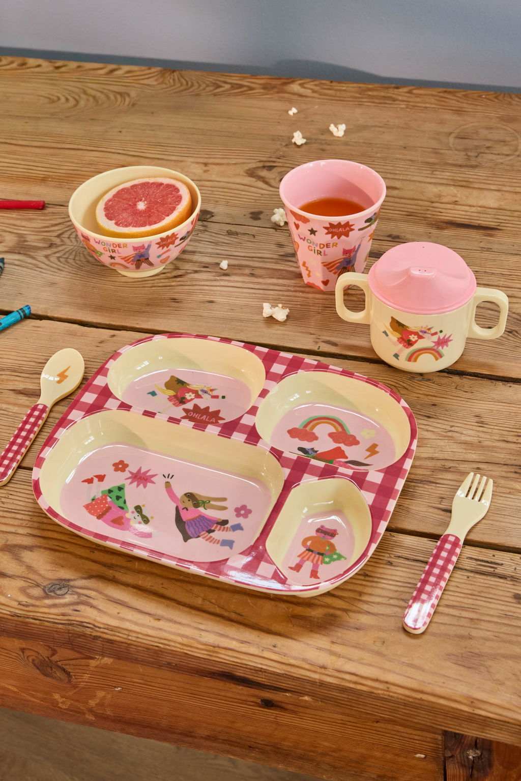 Unterteilter Kinderteller/ Hero Pink