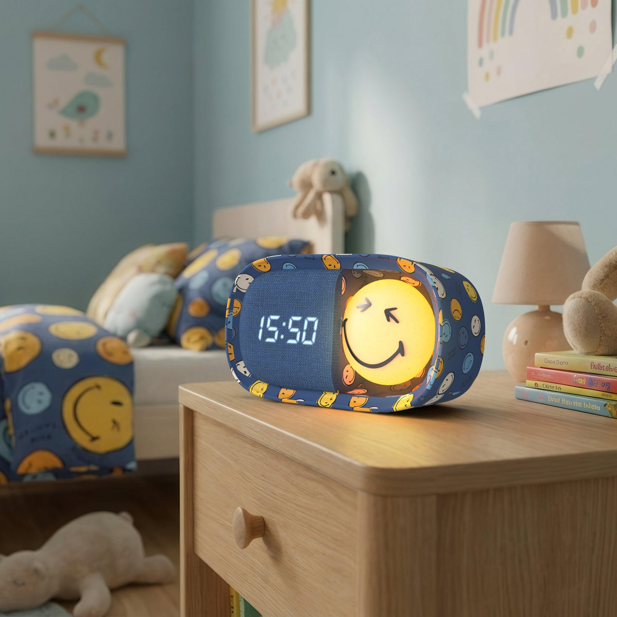 Dreamy Clock Smiley - Wecker und Nachtlicht Blau