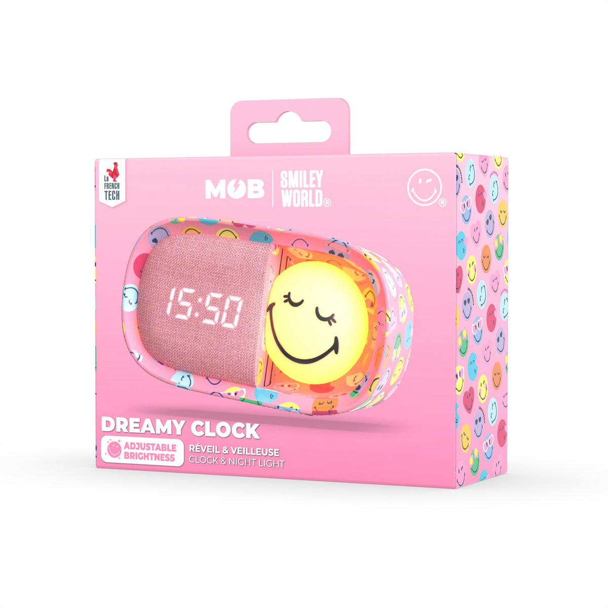 Dreamy Clock Smiley - Wecker und Nachtlicht Rosa