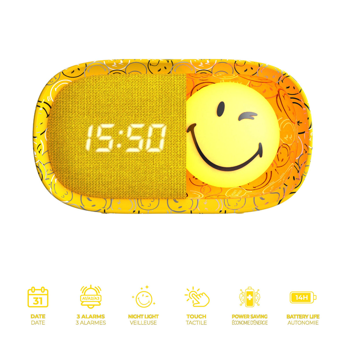 Dreamy Clock Smiley - Wecker und Nachtlicht Gelb