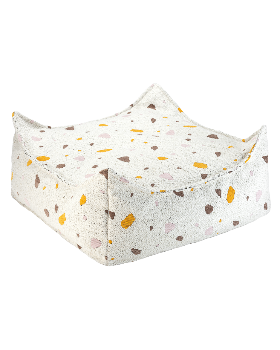 Square Ottoman in terrazzo marble design with OEKO-TEX® certified fabric and removable cover