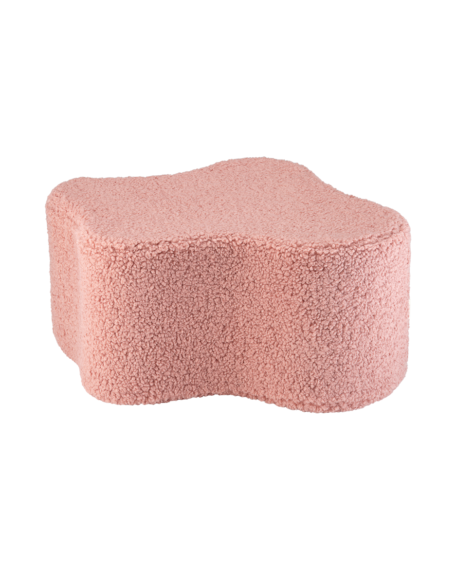 Cloud Pouffe aus weichem Teddy-Stoff in Guava Pink als Sitz- und Fußhocker