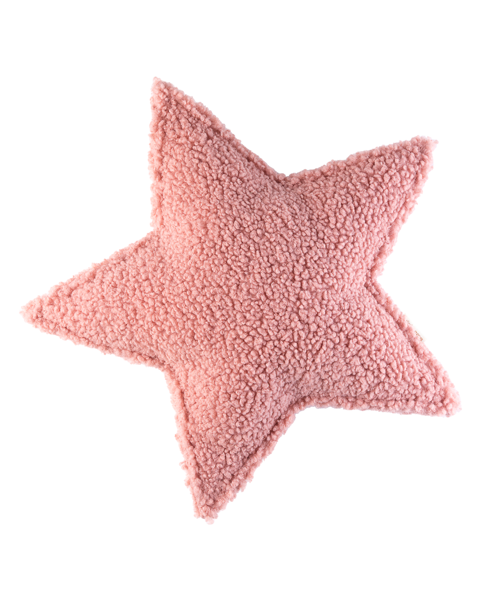 Pink guava star-shaped cushion made of soft teddy fabric with micro-cluster filling, eco-friendly and washable Star Cushion