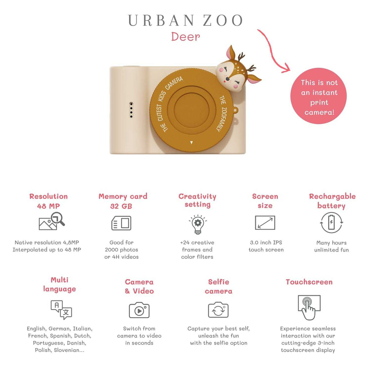 Kinderkamera Urban Zoo/ Reh