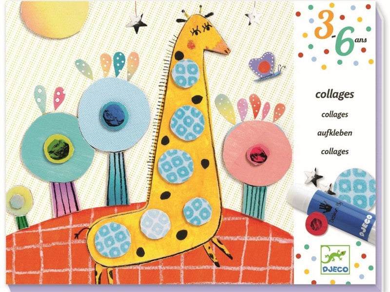 Djeco Kollagen 3-6 kreatives Bastelset für Kinder mit Vorlagen und Bastelmaterialien