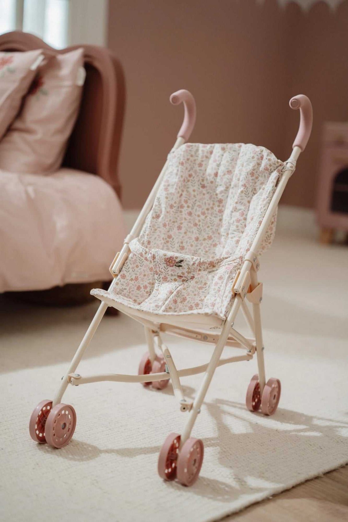 Puppenbuggy aus Metall/ Soft Flowers
