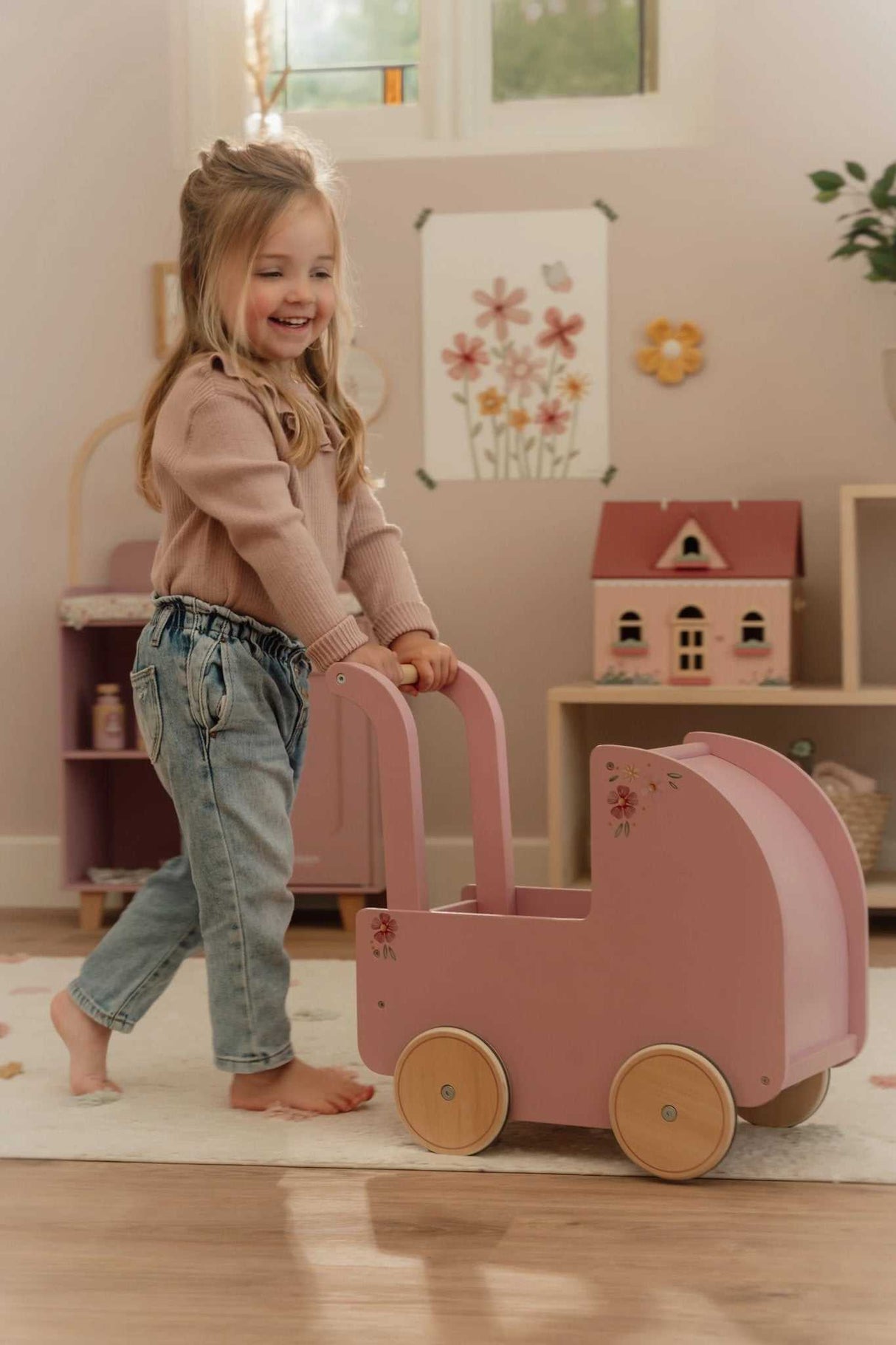 Holz Puppenwagen