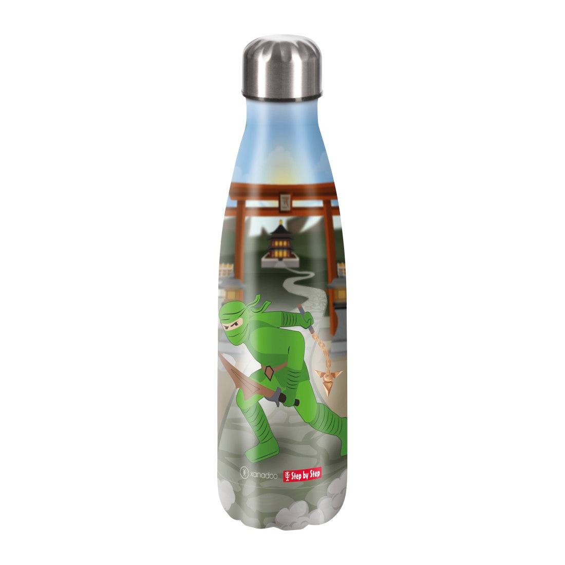 Edelstahl-Trinkflasche Ninja Kimo aus langlebigem 18/8-Edelstahl, 0,5 l, isoliert für heiße und kalte Getränke, BPA-frei und robust