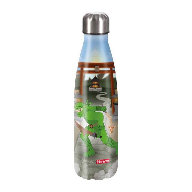 Edelstahl-Trinkflasche Ninja Kimo aus langlebigem 18/8-Edelstahl, 0,5 l, isoliert für heiße und kalte Getränke, BPA-frei und robust