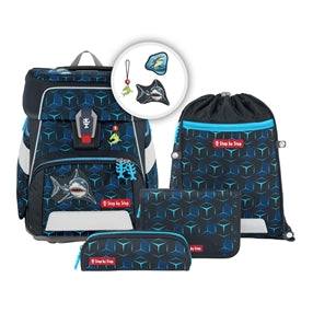 SPACE SHINE Schulranzen-Set Shark Dexter mit Neon-Highlights und reflektierenden Elementen für sichtbar sicheren Schulweg
