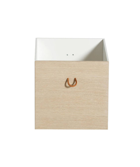 Set aus 3 weißen und Eiche Wood Kisten mit Ledergriffen von Oliver Furniture