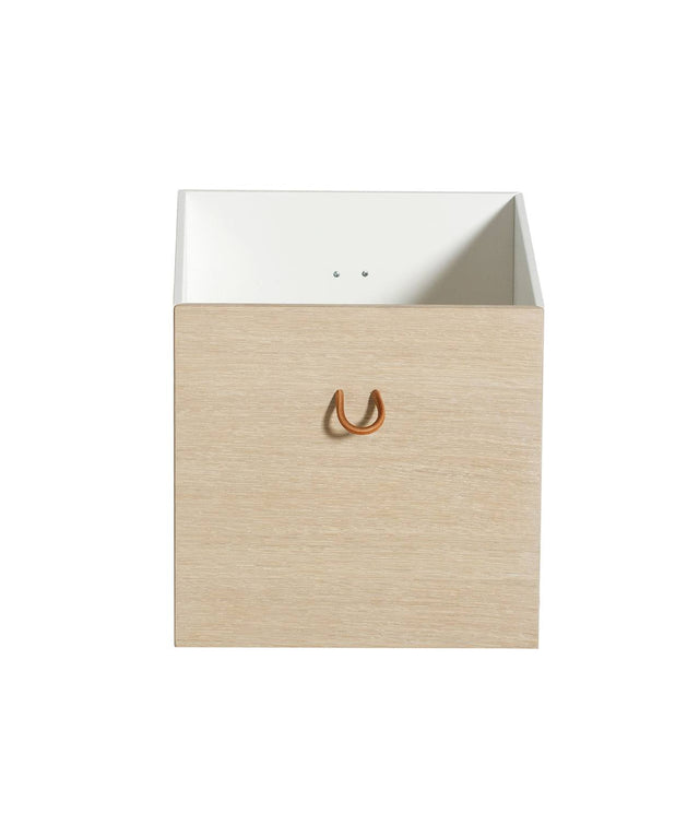 Set aus 3 weißen und Eiche Wood Kisten mit Ledergriffen von Oliver Furniture