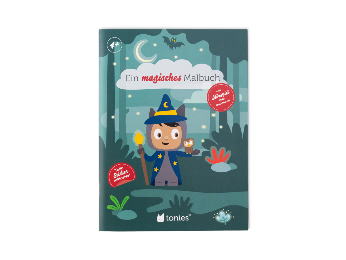 Magisches Malbuch Freundschaftstag mit Zauberer Felix, Eule Ella und QR-Code für Hörspiel