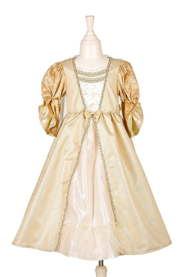 Kleid Frederique goldfarbenes Prinzessinnenkostüm für Kinder 3-4 Jahre mit Reifrock und Trompetenärmeln