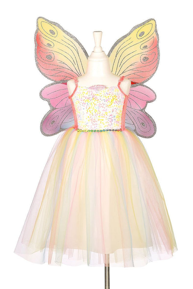 Mädchenkleid & Flügel Valerie Feenkostüm für 5-7 Jahre mit Glitzer und Pailletten