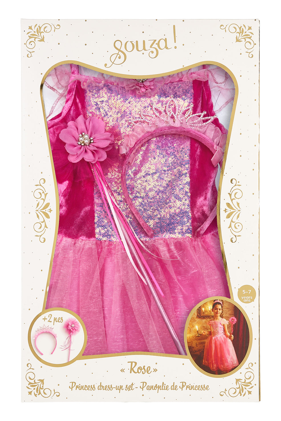 Kinderkostüm Prinzessin Rose 5-7Jahre